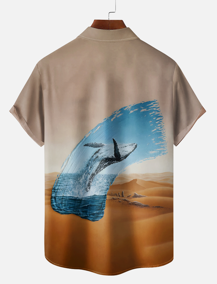 Men's retro illustration short sleeve shirt