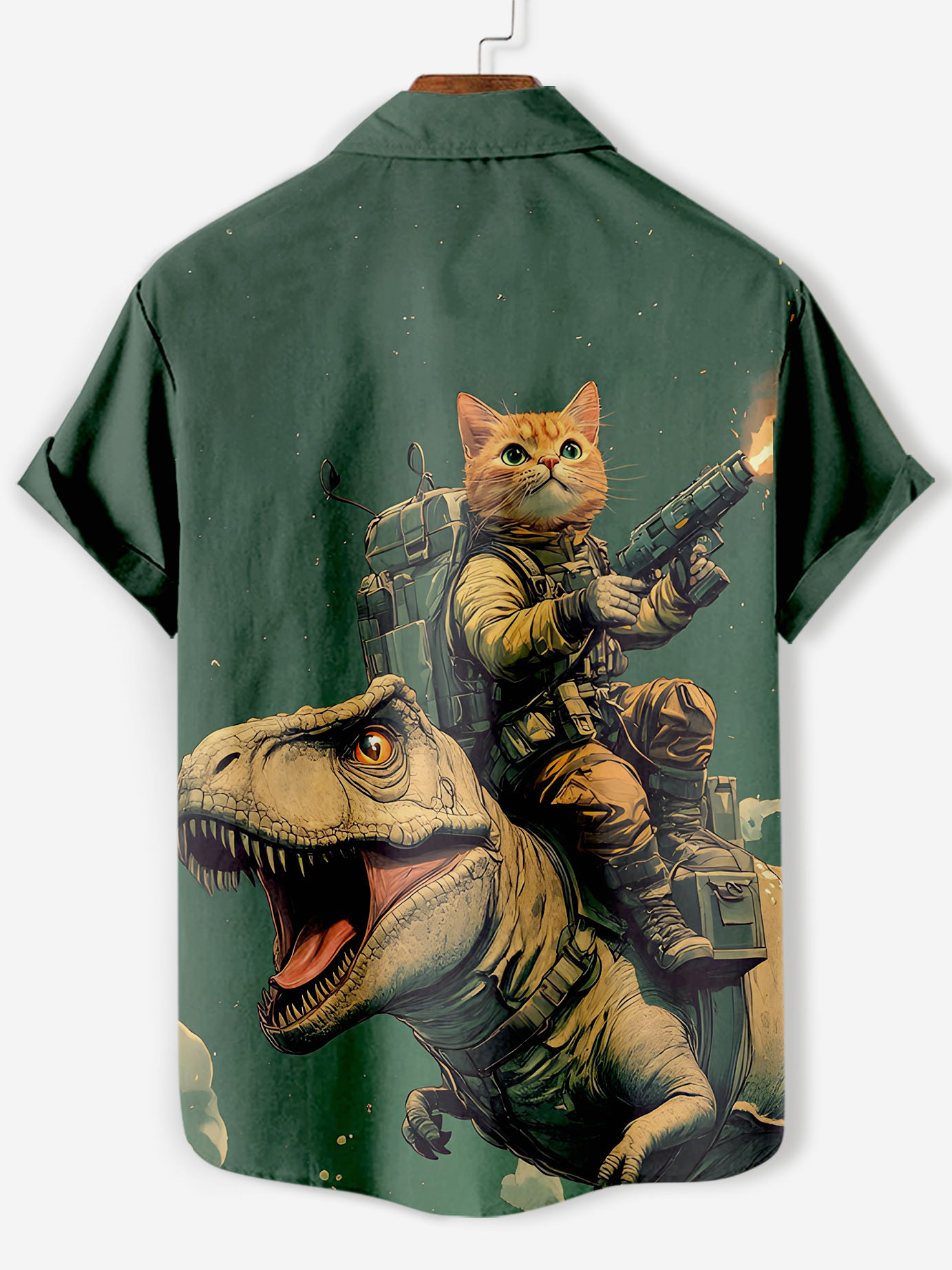 Men's Retro Cartoon Anime Cat Theme Short Sleeve Shirt