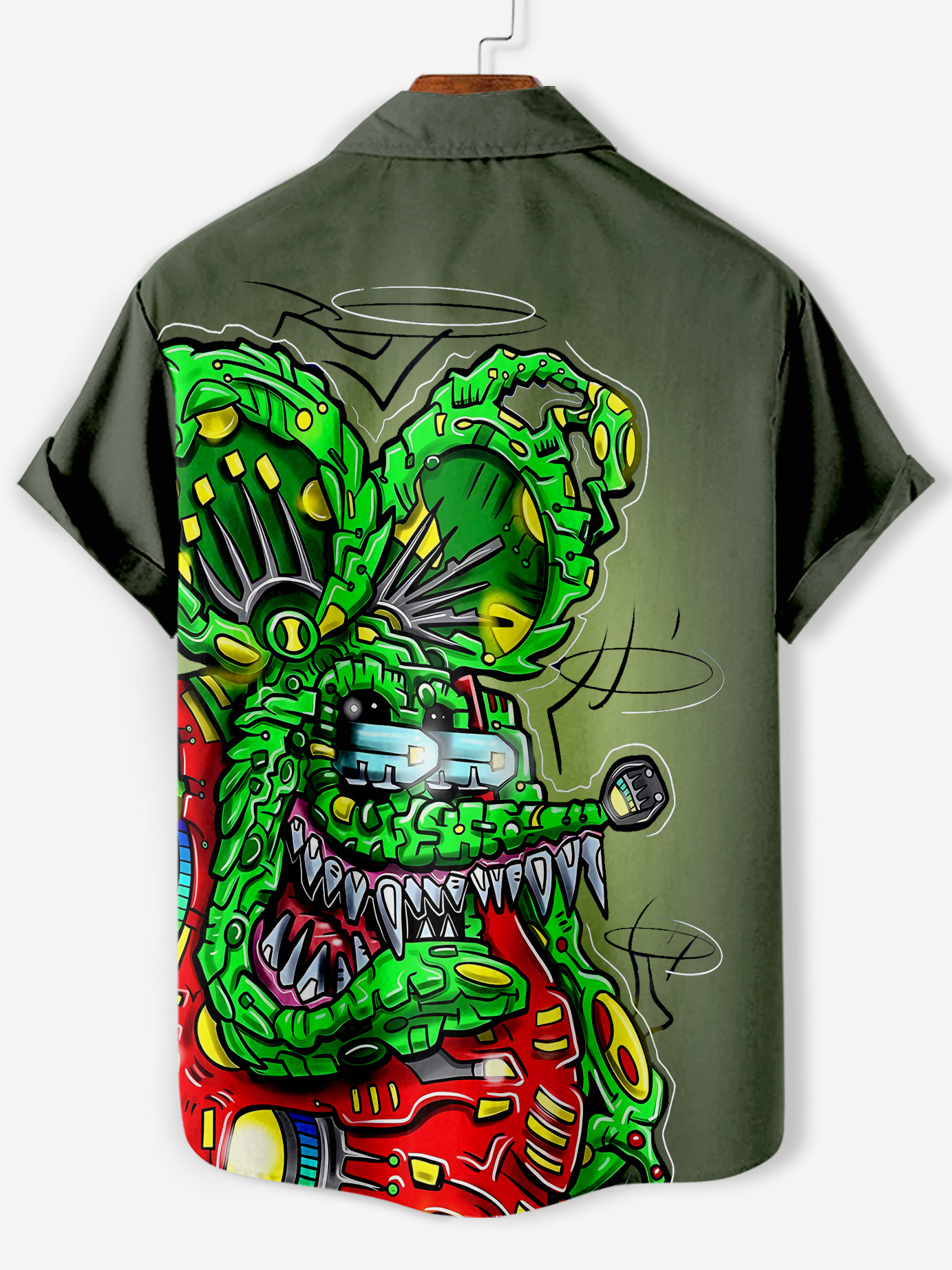 Men's cartoon racing stripe element short-sleeved shirt