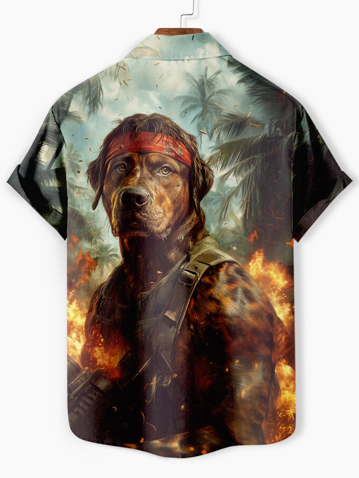 Men's classic movie Rambo animal fun graphic short sleeve shirt