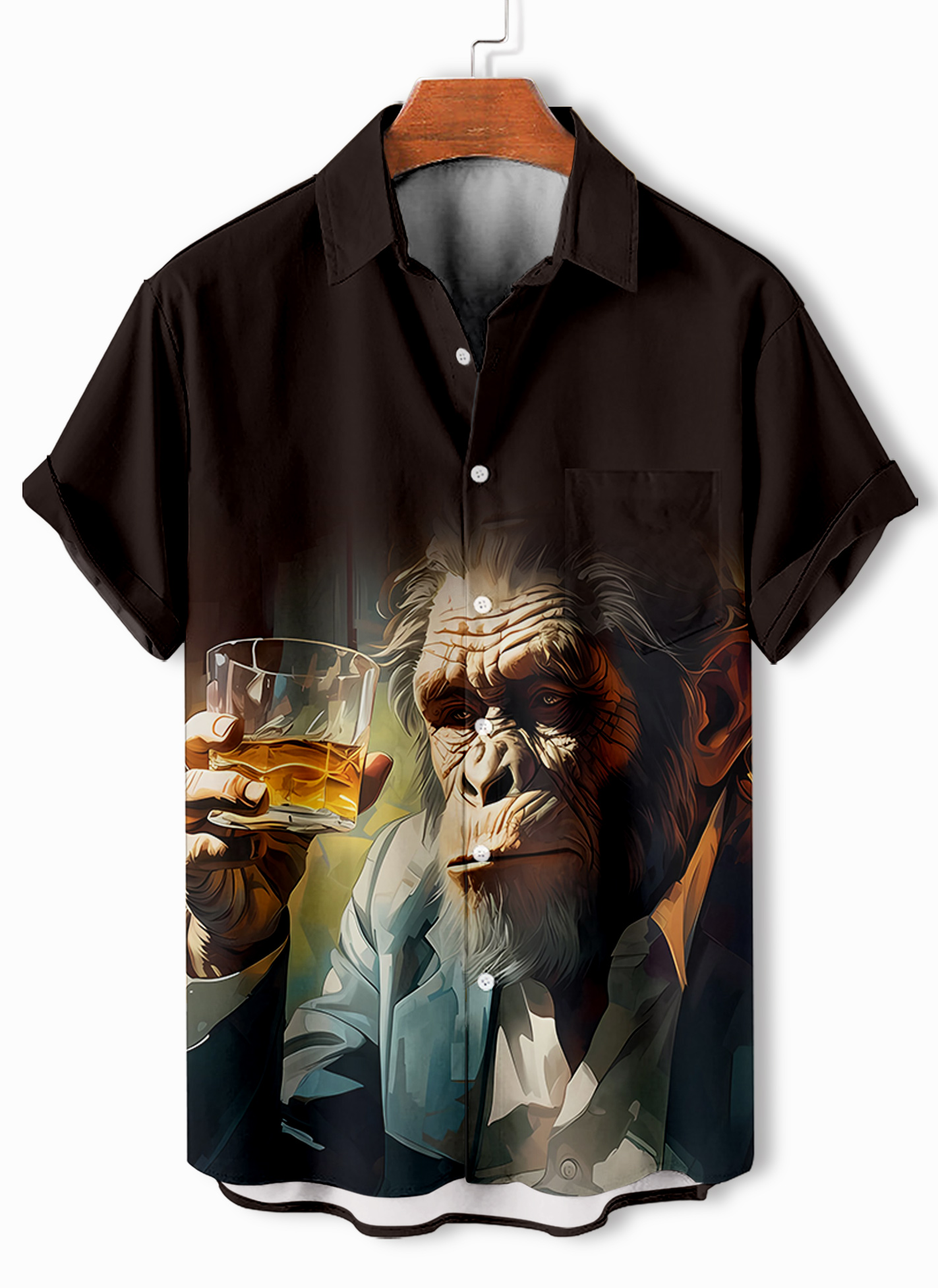 Men's Retro Fun Animal Orangutan Graphic Short Sleeve Shirt