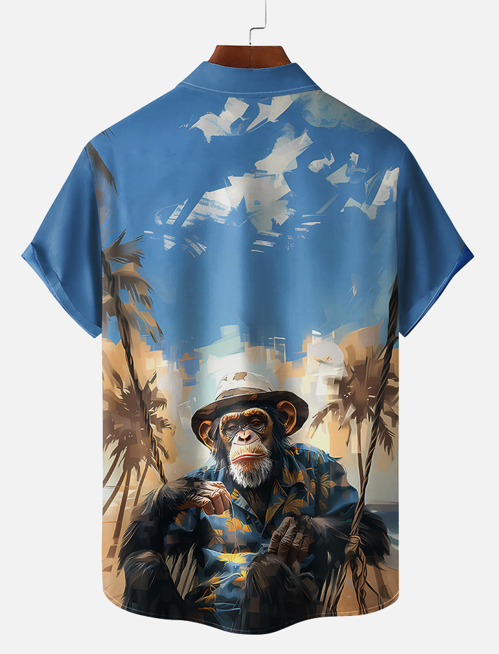 Retro Fashion Animal Print Short Sleeve Shirt