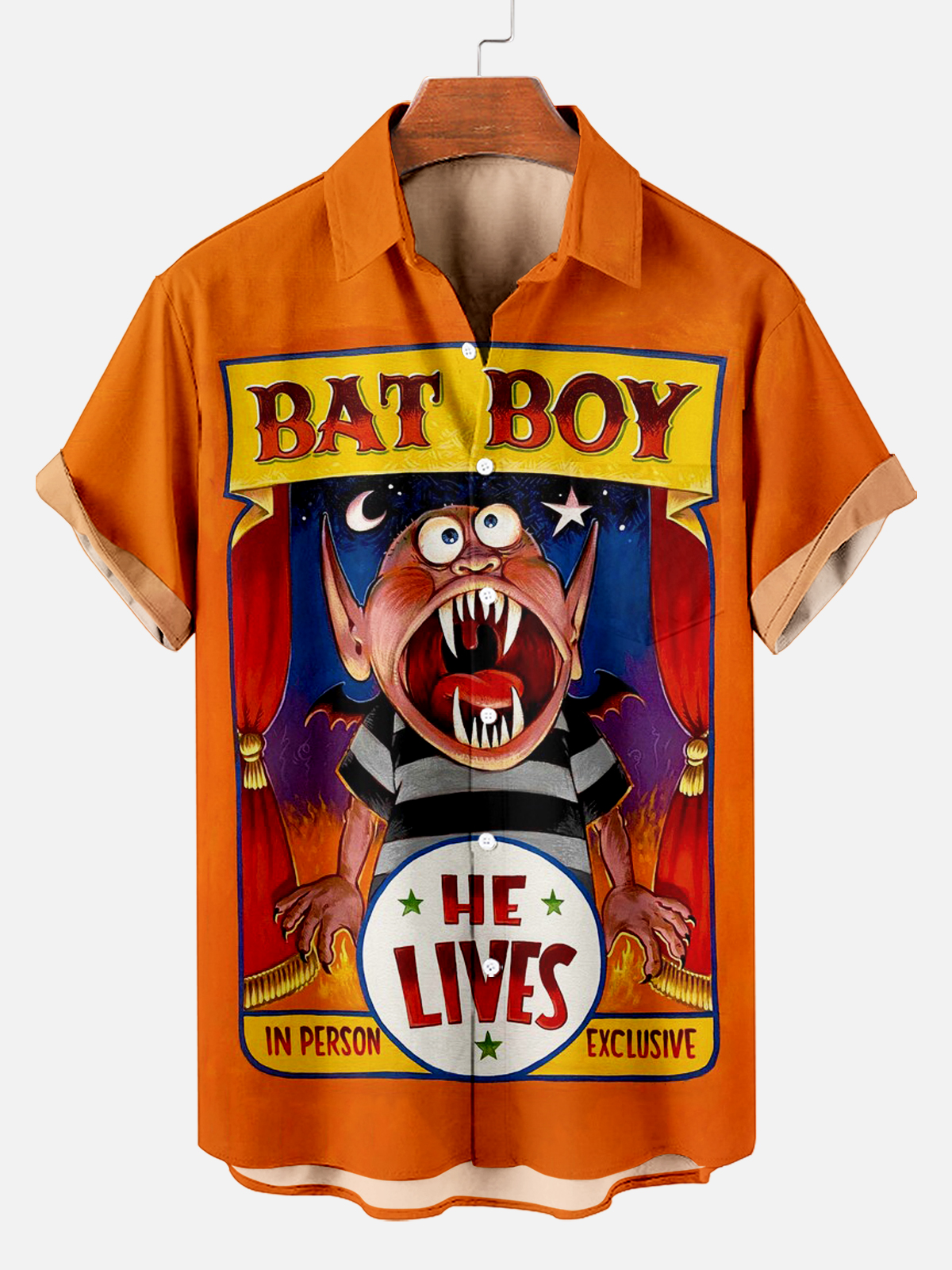 Men's Vintage Circus Pattern Casual Short Sleeve Shirt