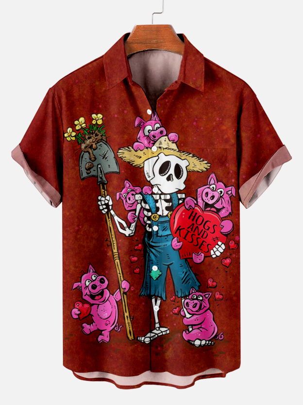 Men's Hawaiian Fun Little Yellow Duck Holiday Casual Short Sleeve Shir