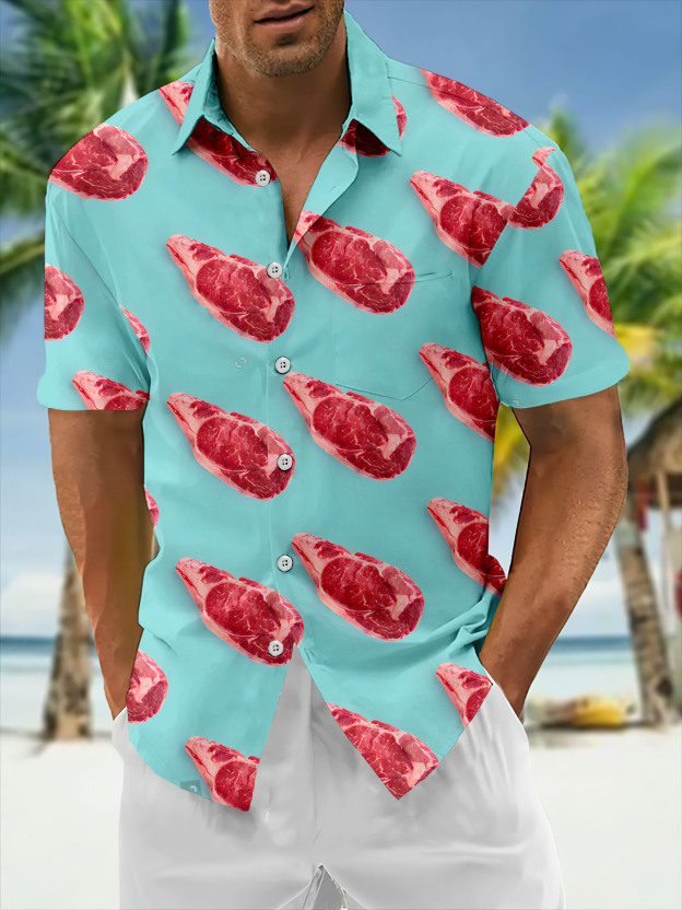 Men's Classic Green Monster Christmas Slogan Contrast Fun Short Sleeve