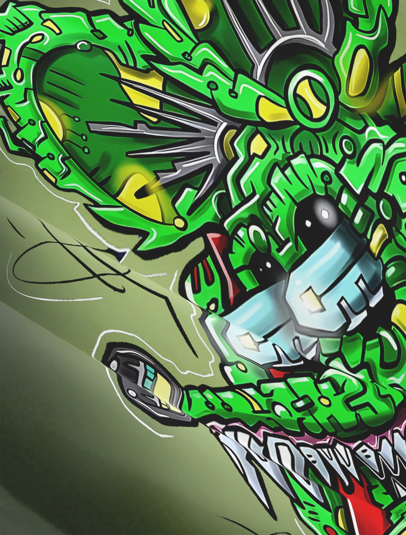 Men's cartoon racing stripe element short-sleeved shirt