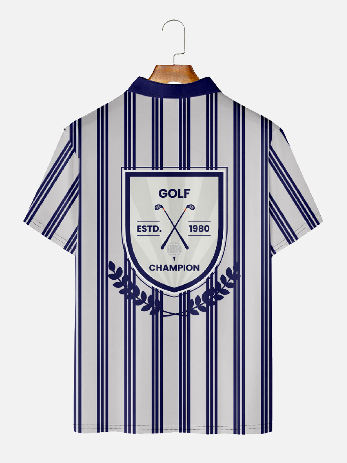 Men's Men Stripey Golf Club Short Sleeve Polo Shirt