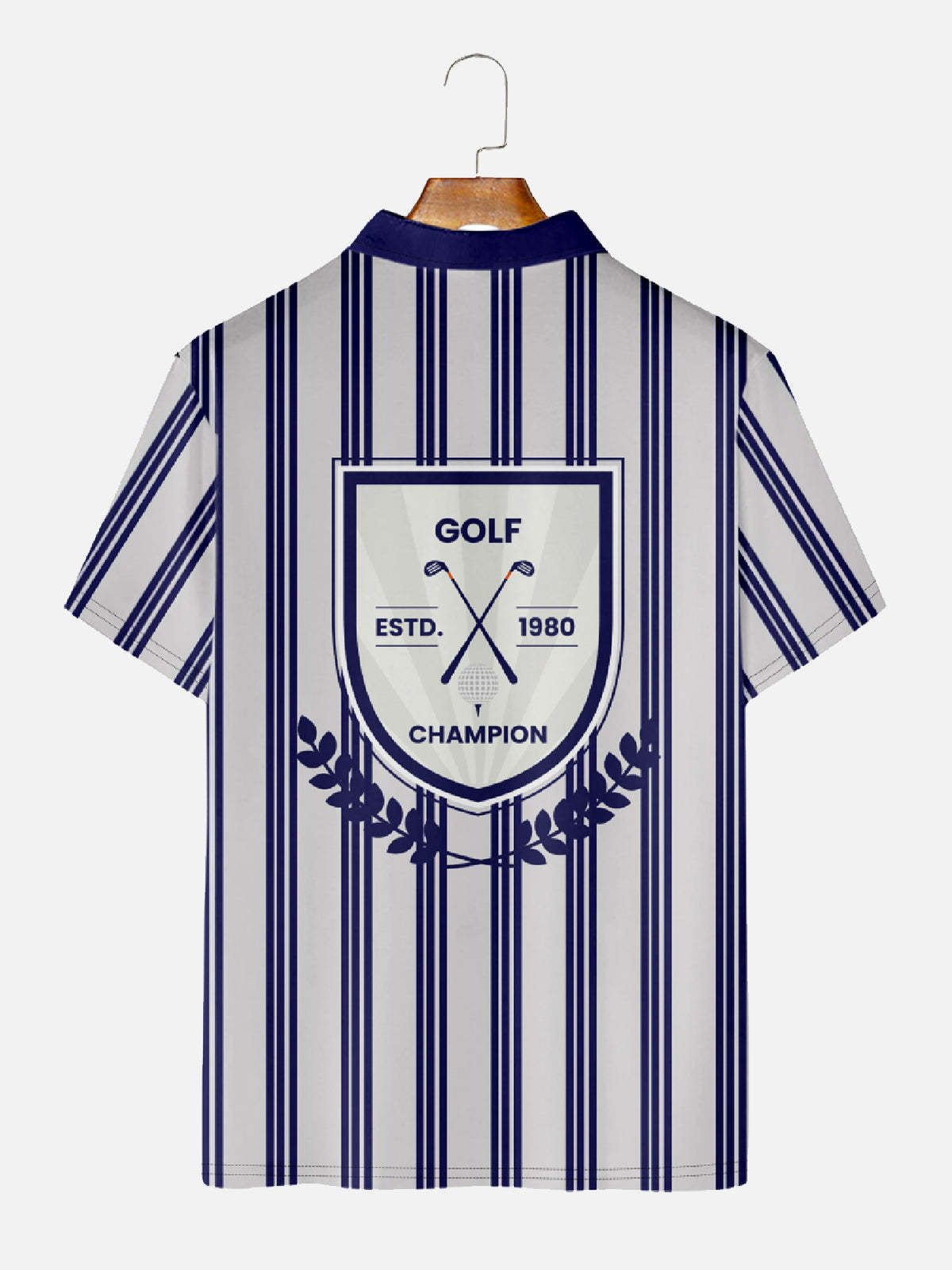Men's Men Stripey Golf Club Short Sleeve Polo Shirt