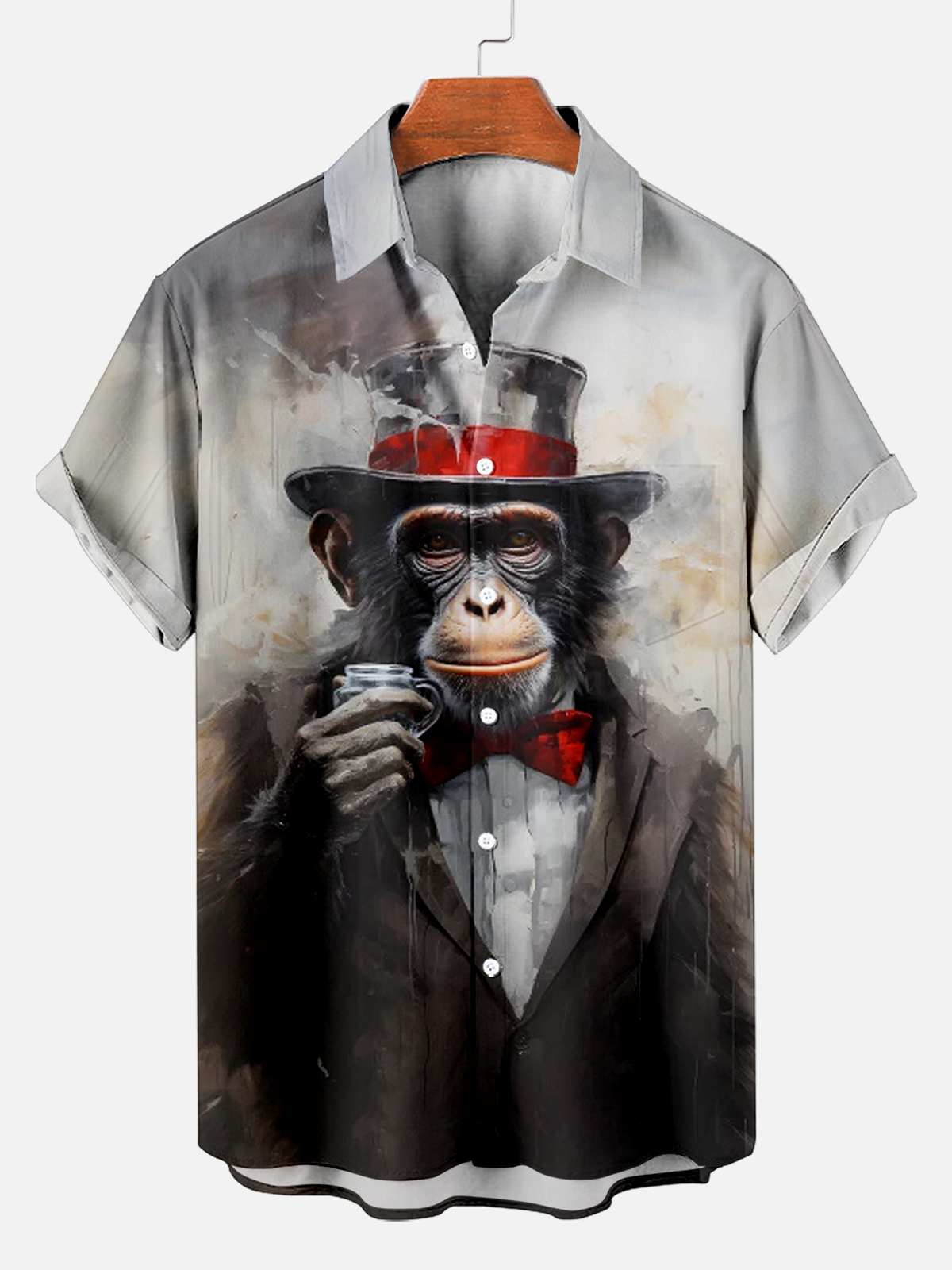 Stylish Suit Monkey Animal Short Sleeve Shirt
