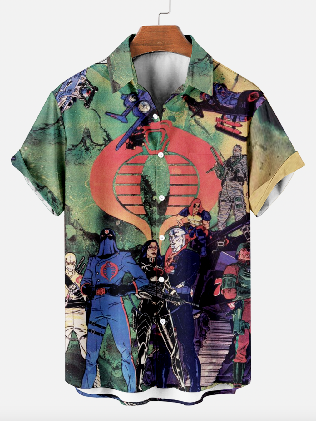 Men's Classic Retro War Cartoon Short Sleeve Shirt