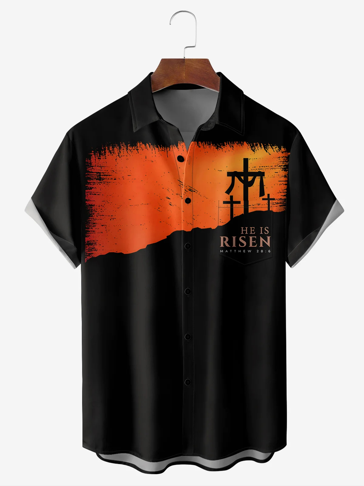 Men's he revived the printed pocket holiday shirt on Easter