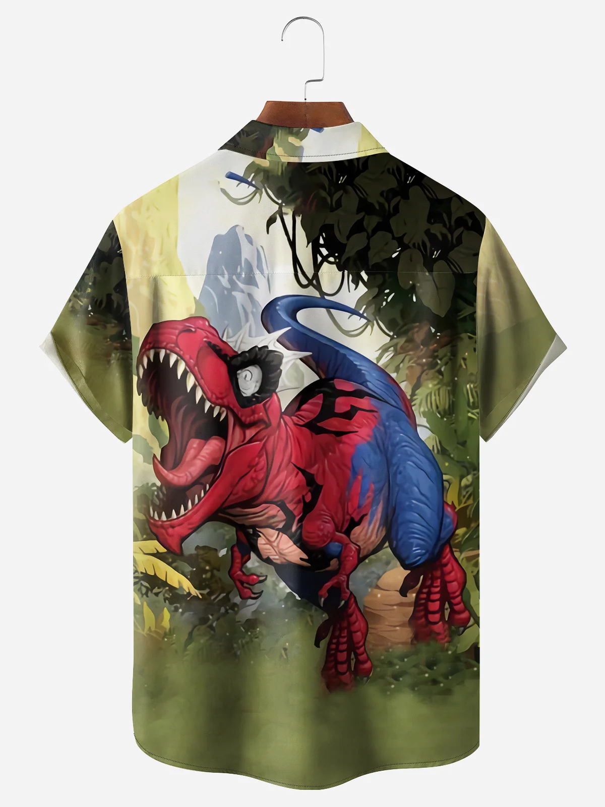 Men's Fun Rampage Dinosaur Casual Short Sleeve Pocket Shirt