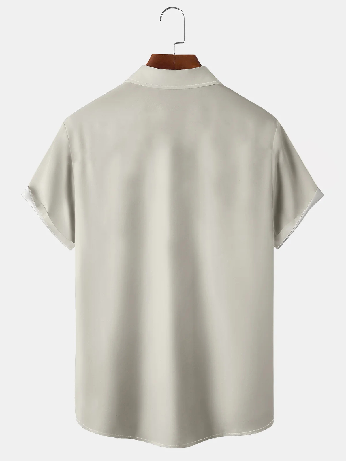 Men's retro geometric casual short sleeved pocket bowling shirt