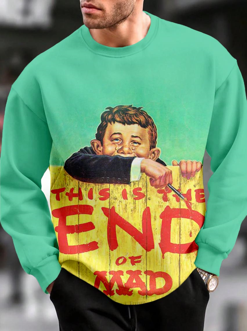 Men's Casual Classic Cartoon Pattern Long Sleeve Sweater