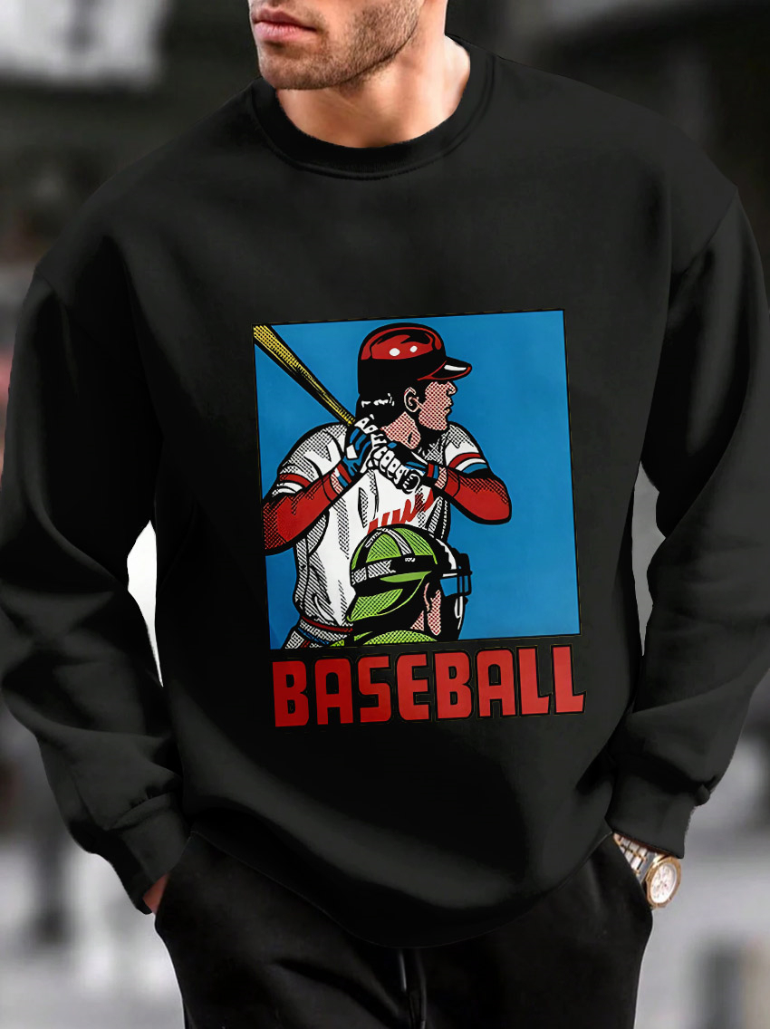 Men's vintage magazine style long-sleeved sweatshirt