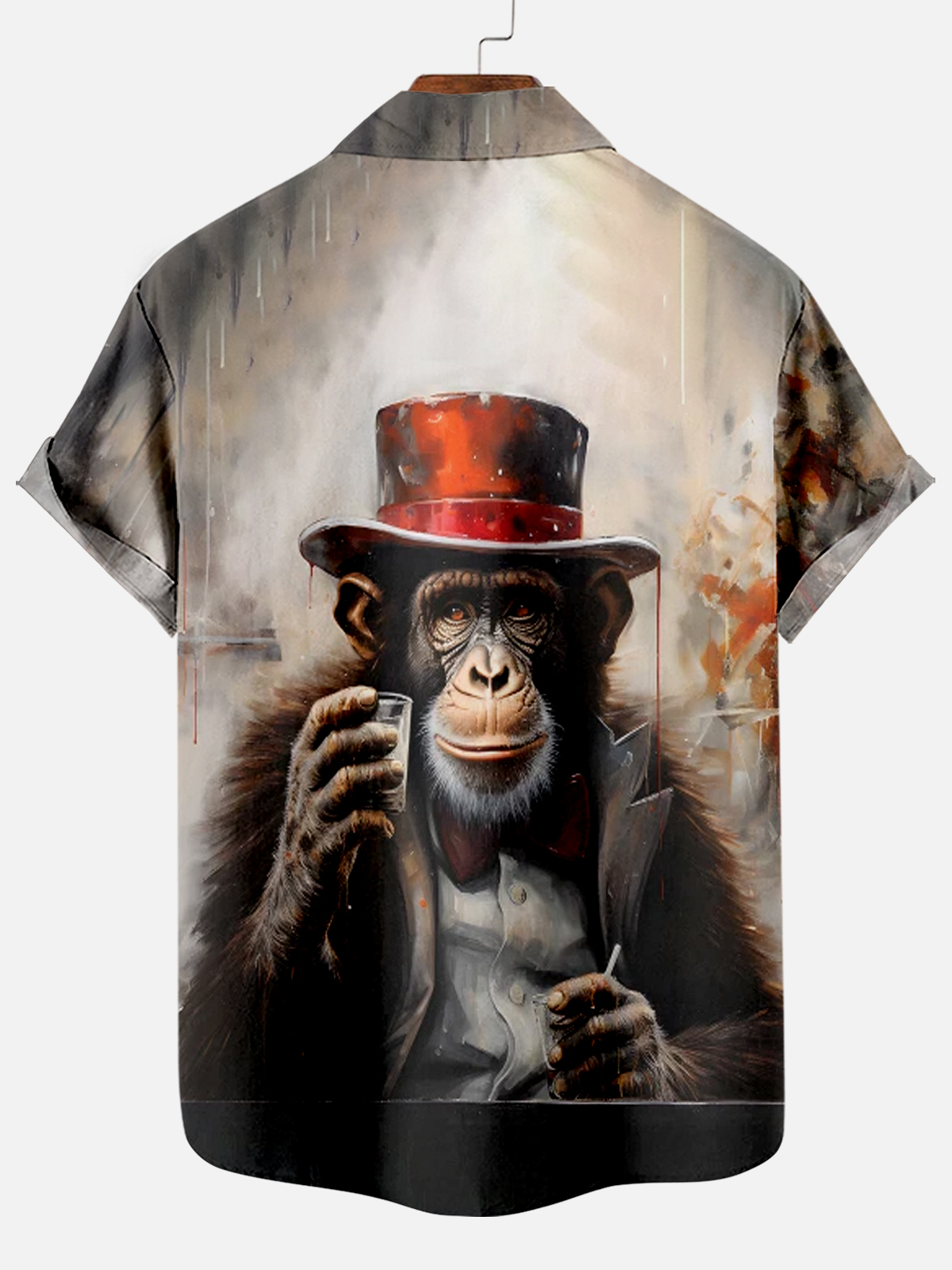 Retro Suit Monkey Animal Short Sleeve Shirt