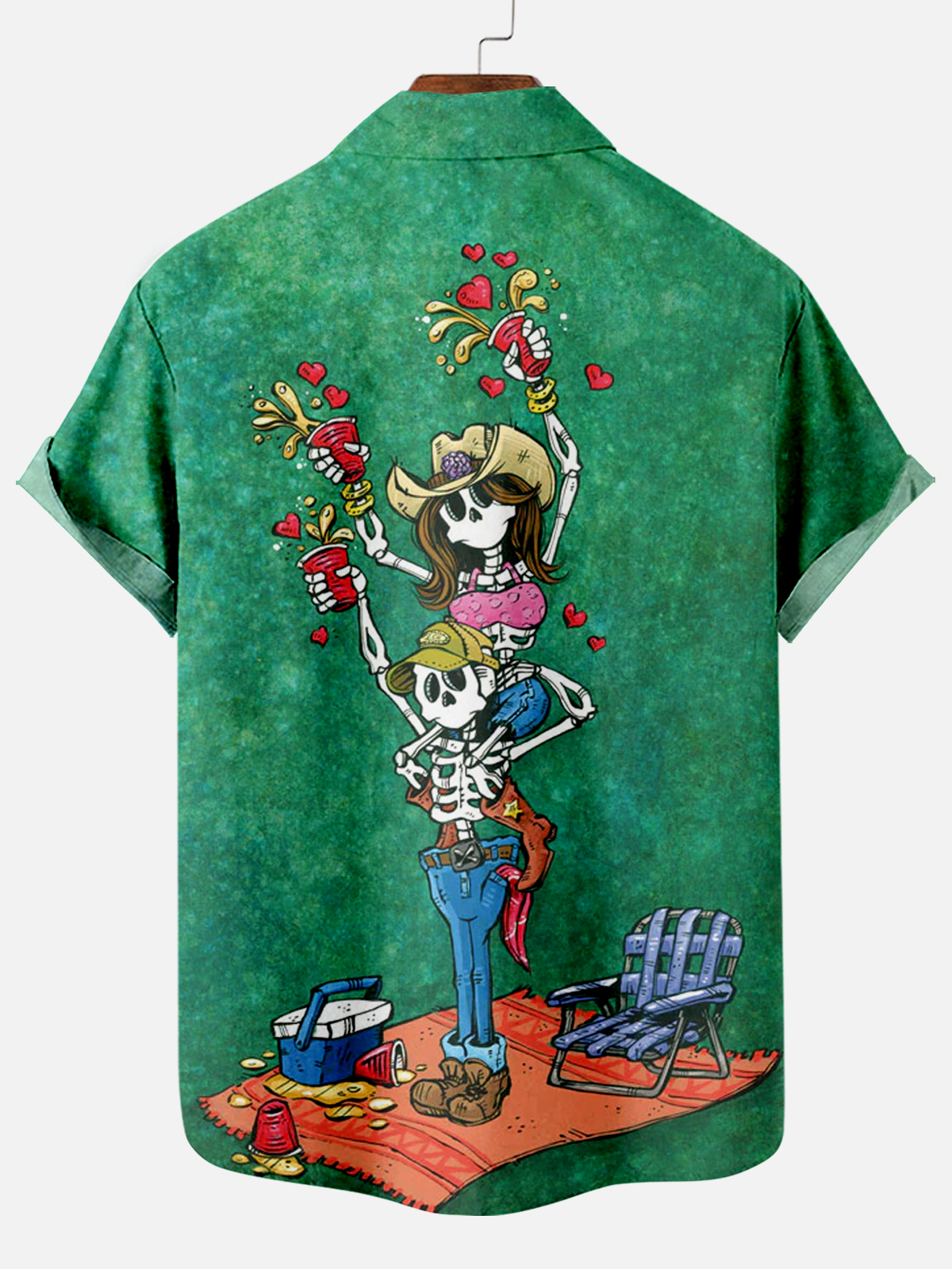 Men's Classic Day of the Dead Skull Graphic Short Sleeve Shirt