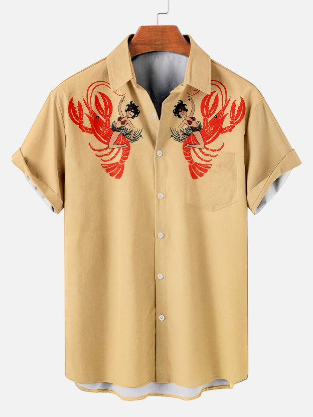 Men's Hawaiian Illustrated Short Sleeve Shirt