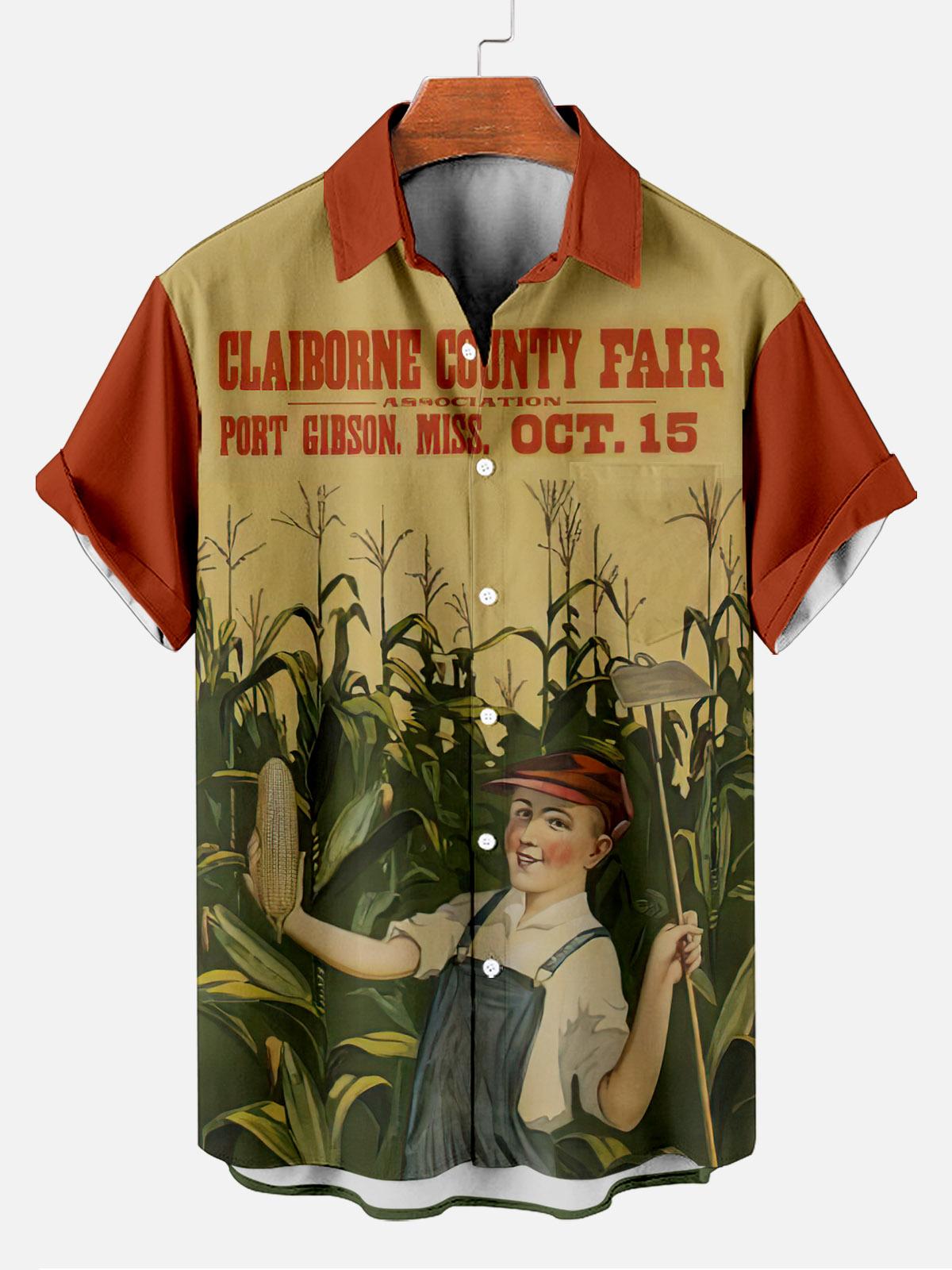 Reggae music skull pattern vacation casual short sleeved shirt