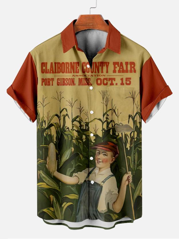 Reggae music skull pattern vacation casual short sleeved shirt