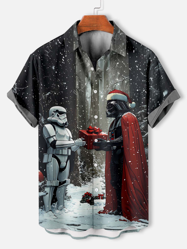 Men's Classic Movie Christmas Graphic Short Sleeve Shirt