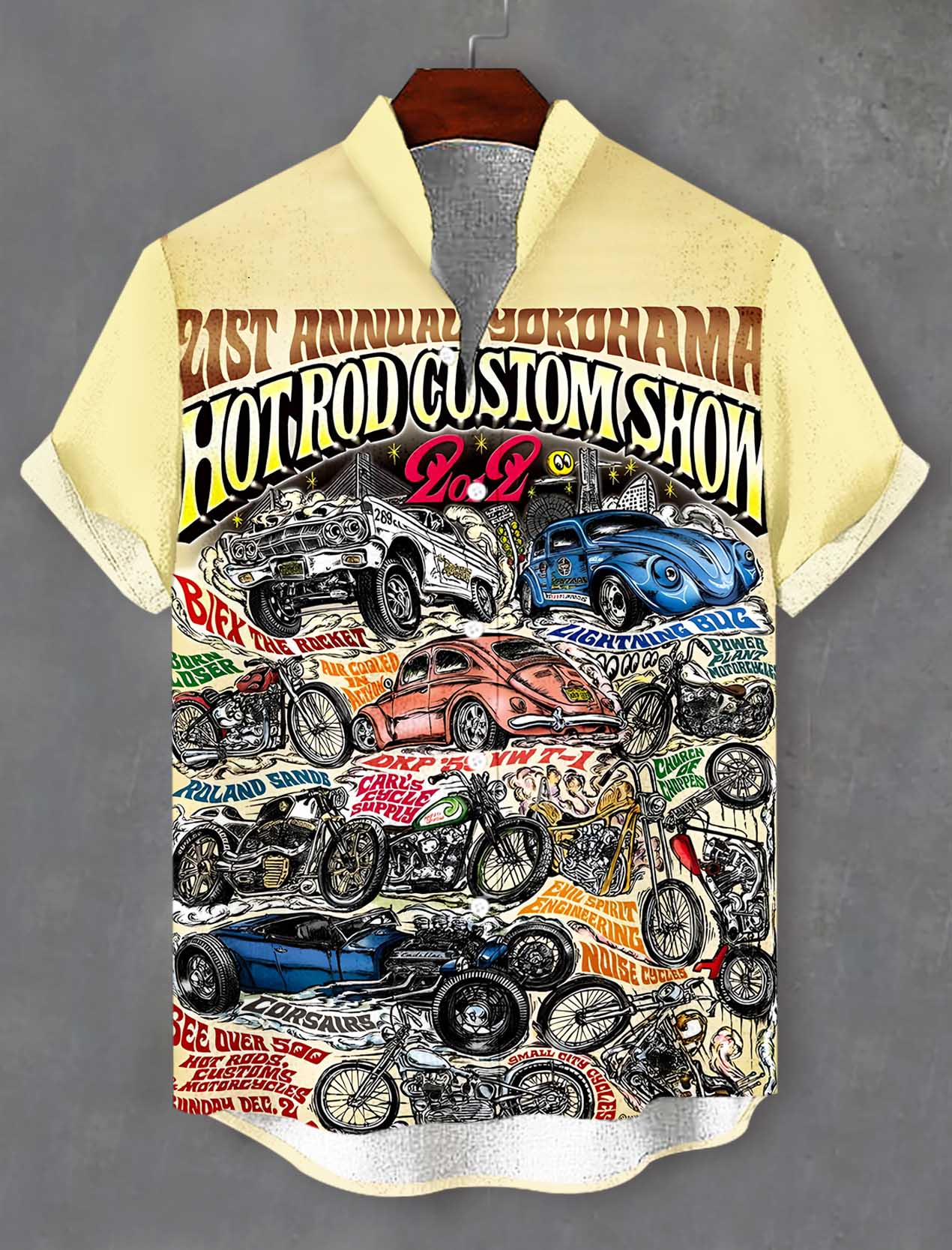 Men's Cartoon Car Graphic Short Sleeve Shirt