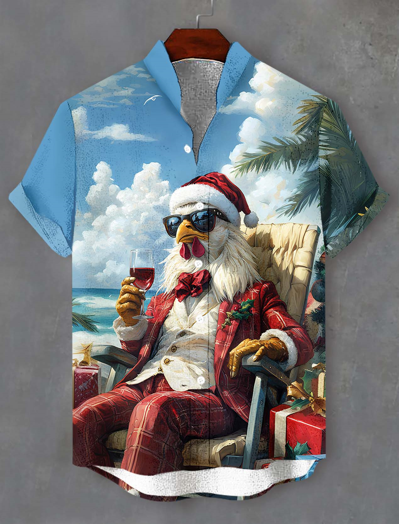 Men's Christmas Animal Graphic Short Sleeve Shirt