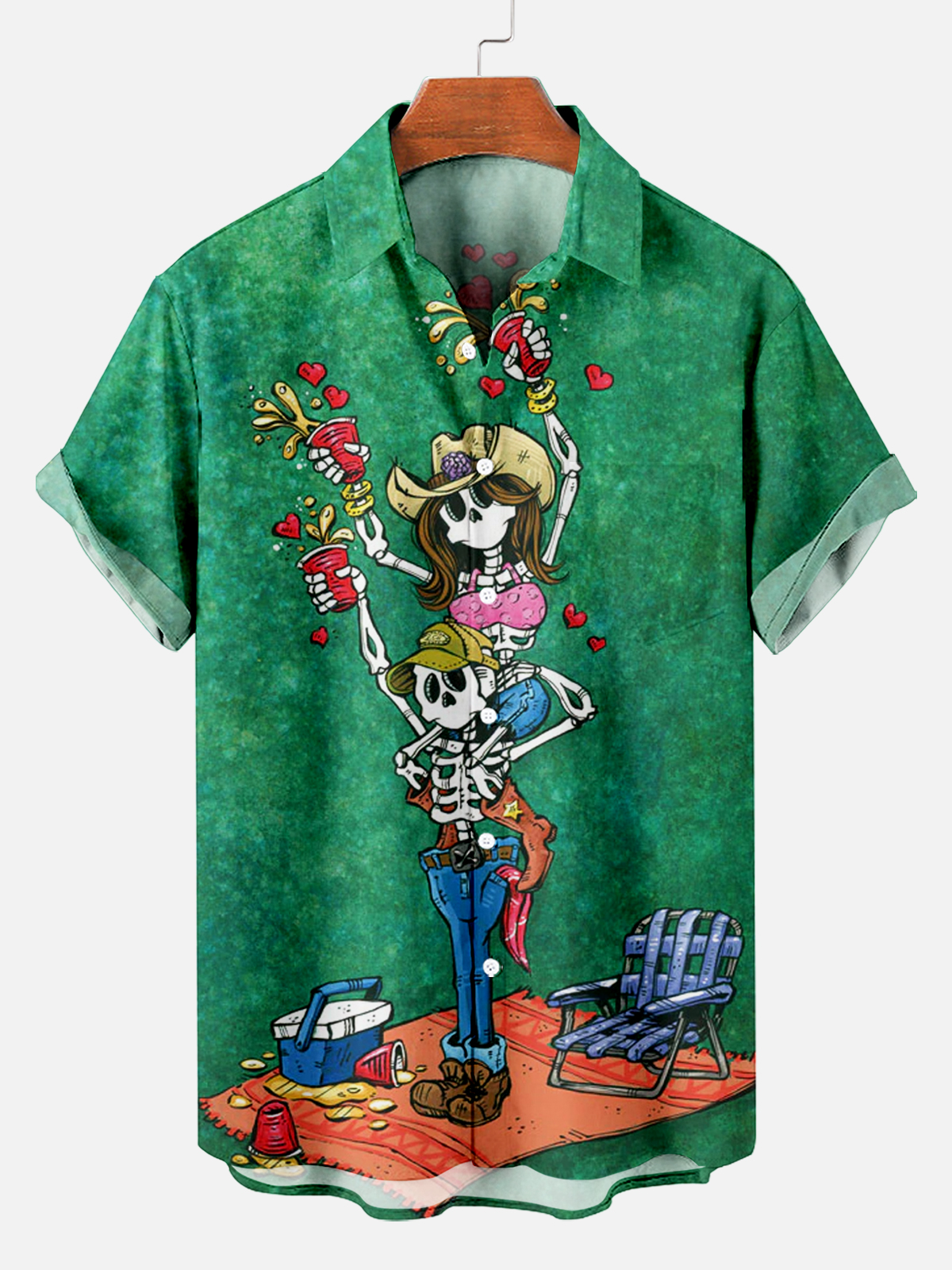 Men's Classic Day of the Dead Skull Graphic Short Sleeve Shirt