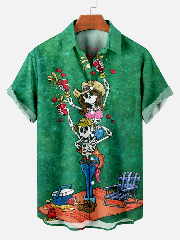 Men's Hawaiian Fun Little Yellow Duck Holiday Casual Short Sleeve Shir