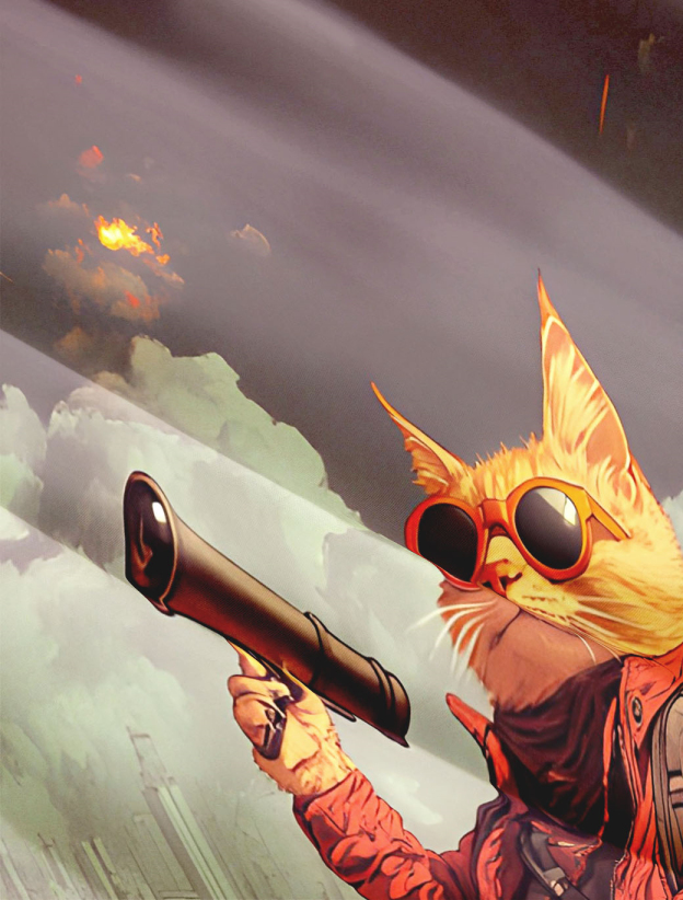 Men's Retro Cartoon Anime Cat Theme Short Sleeve Shirt