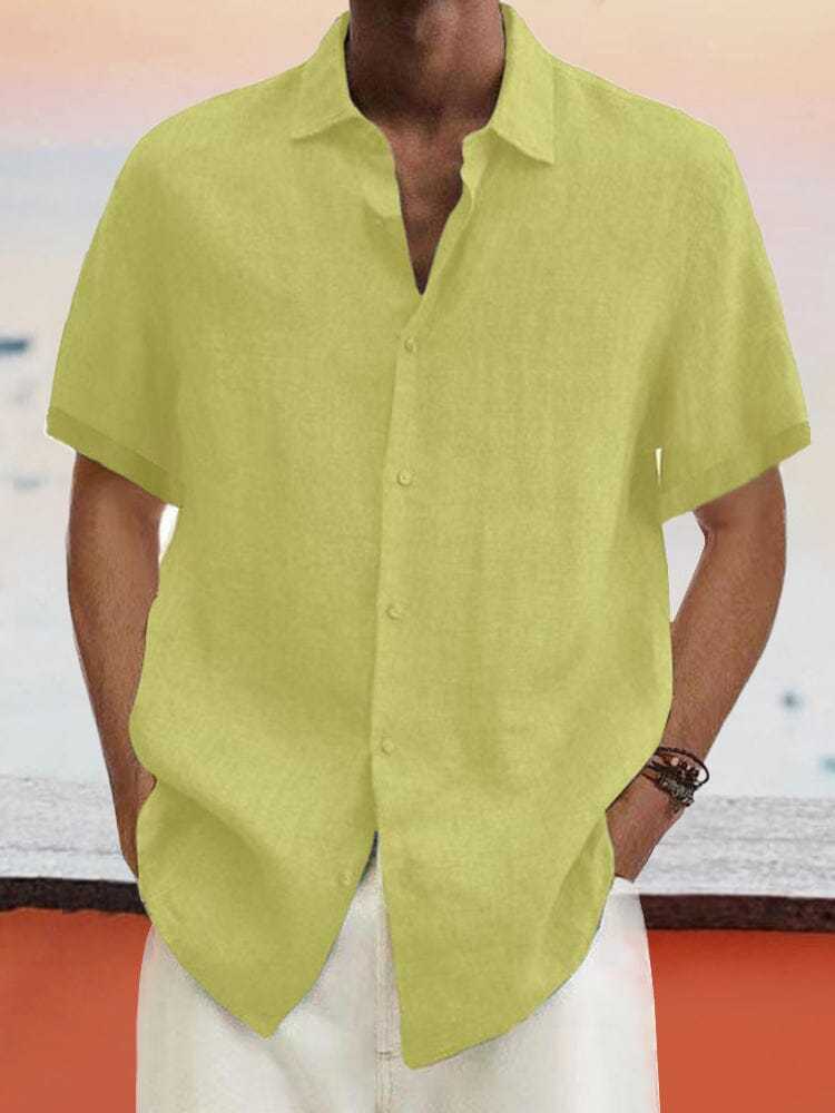 Stylish Blue Print Cotton Linen Shirt