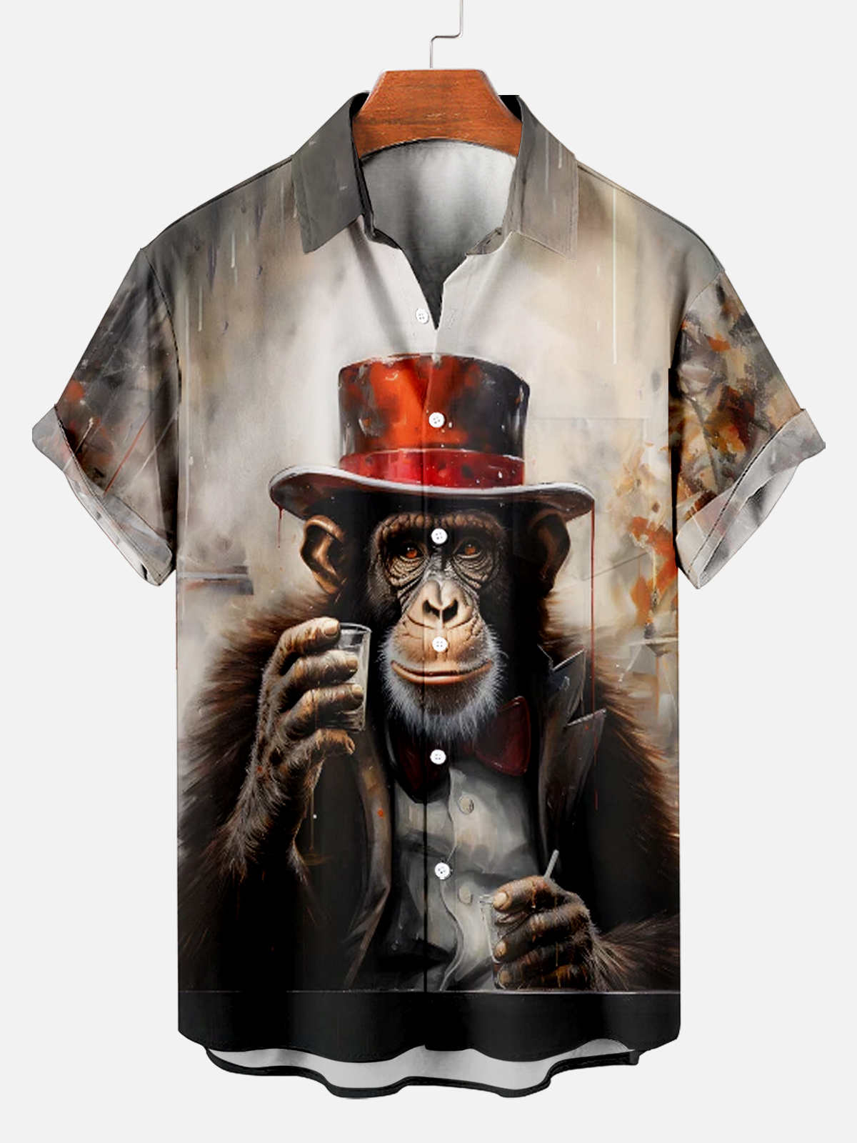 Retro Suit Monkey Animal Short Sleeve Shirt