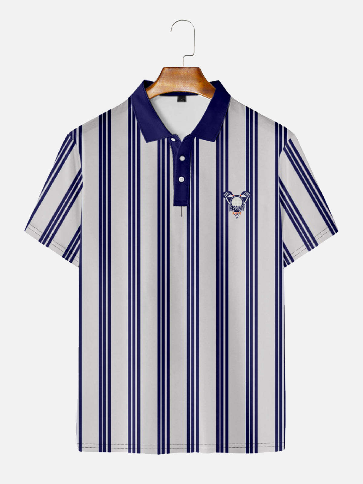 Men's Men Stripey Golf Club Short Sleeve Polo Shirt
