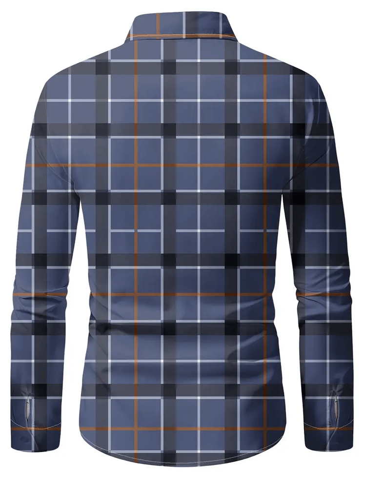 Men's Plaid Business Long Sleeve Shirt