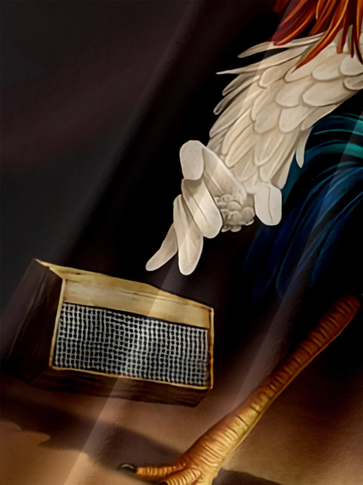 Men's Casual Singing Rooster Printed Lapel Short Sleeve Shirt