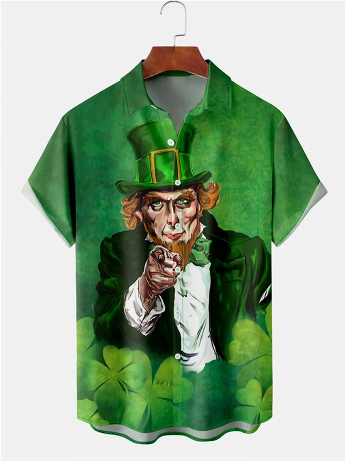 Men's Irish Saint Patrick holiday printed pocket shirt