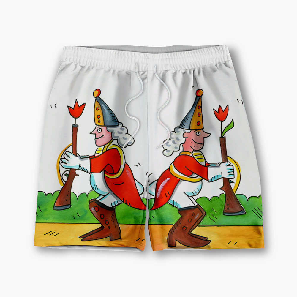 Men's casual cartoon fun illustration beach shorts