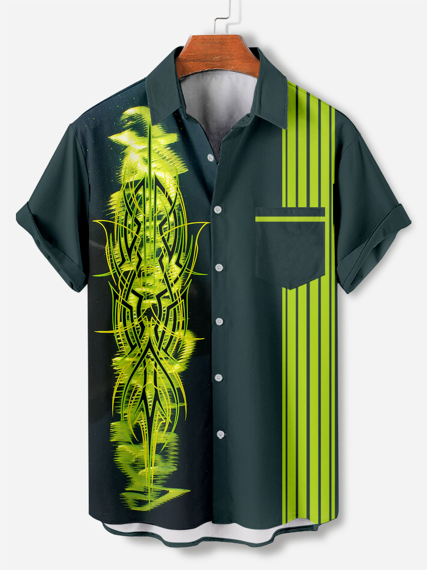 Men's cartoon racing stripe element short-sleeved shirt
