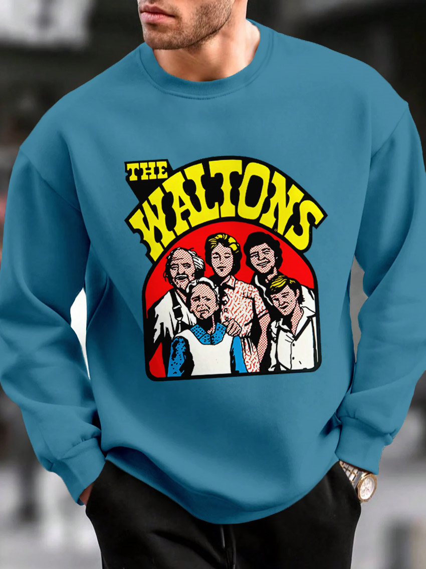 Men's vintage magazine style long-sleeved sweatshirt