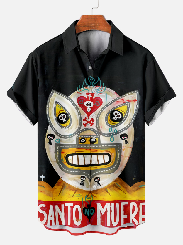 [Copy]Men's Vintage Witch Oil Painting Art Halloween Short Sleeve Shirt