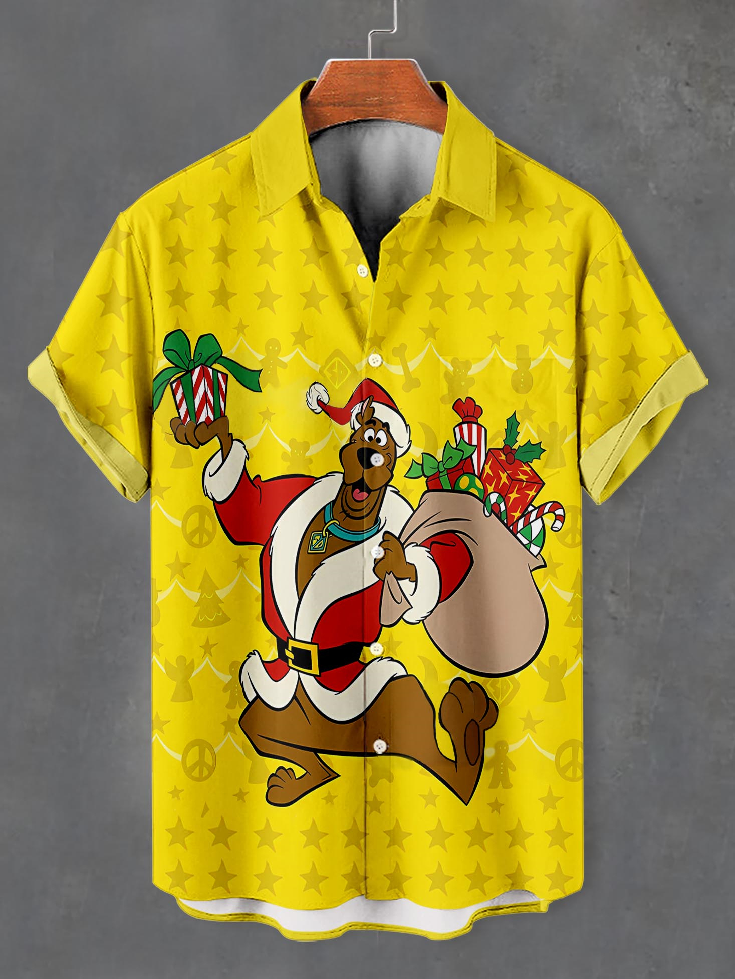 Men's Christmas Cartoon Graphic Short Sleeve Shirt