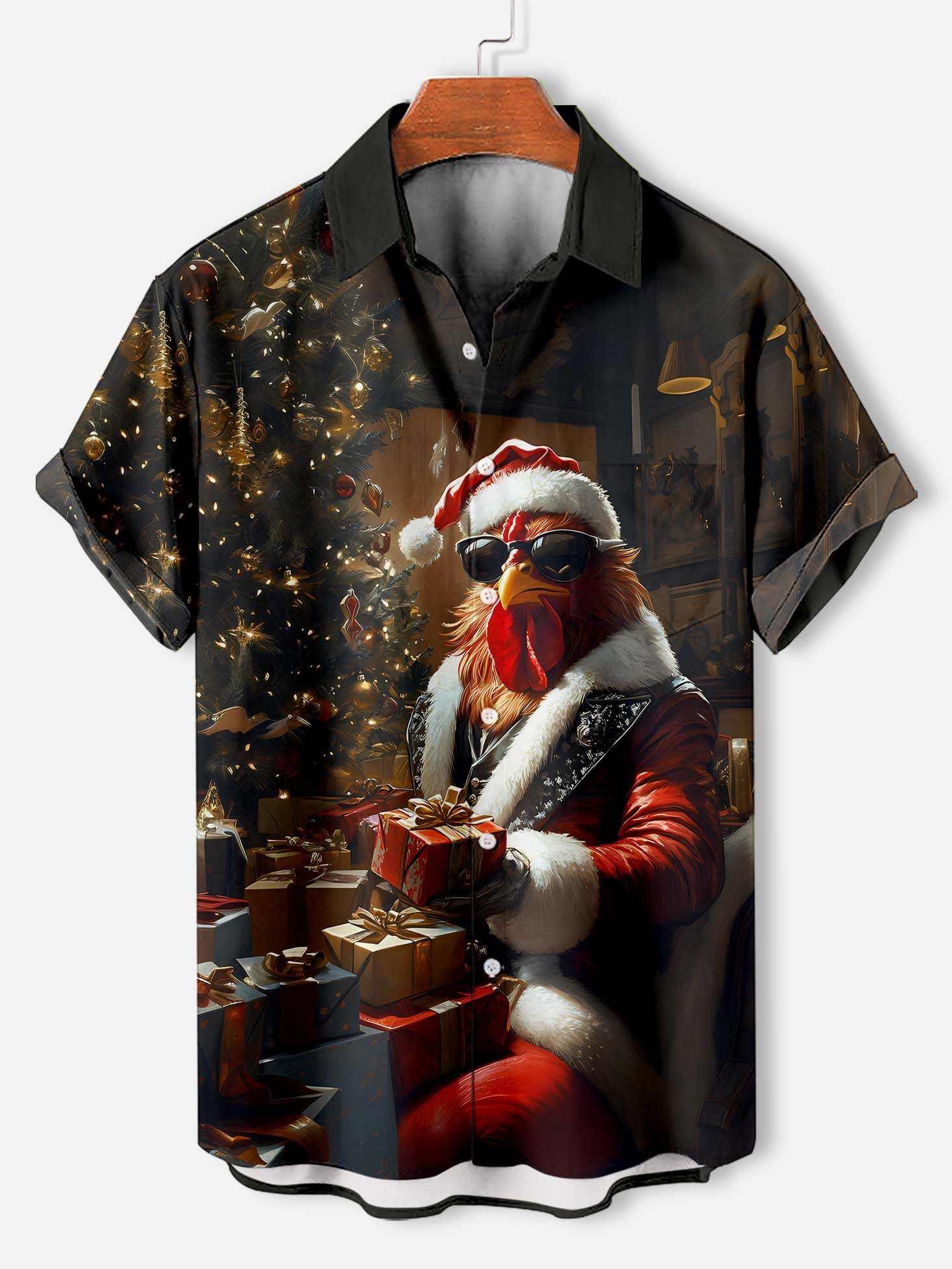 Men's Christmas Animal Graphic Short Sleeve Shirt