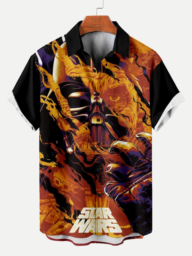 Reggae music skull pattern vacation casual short sleeved shirt