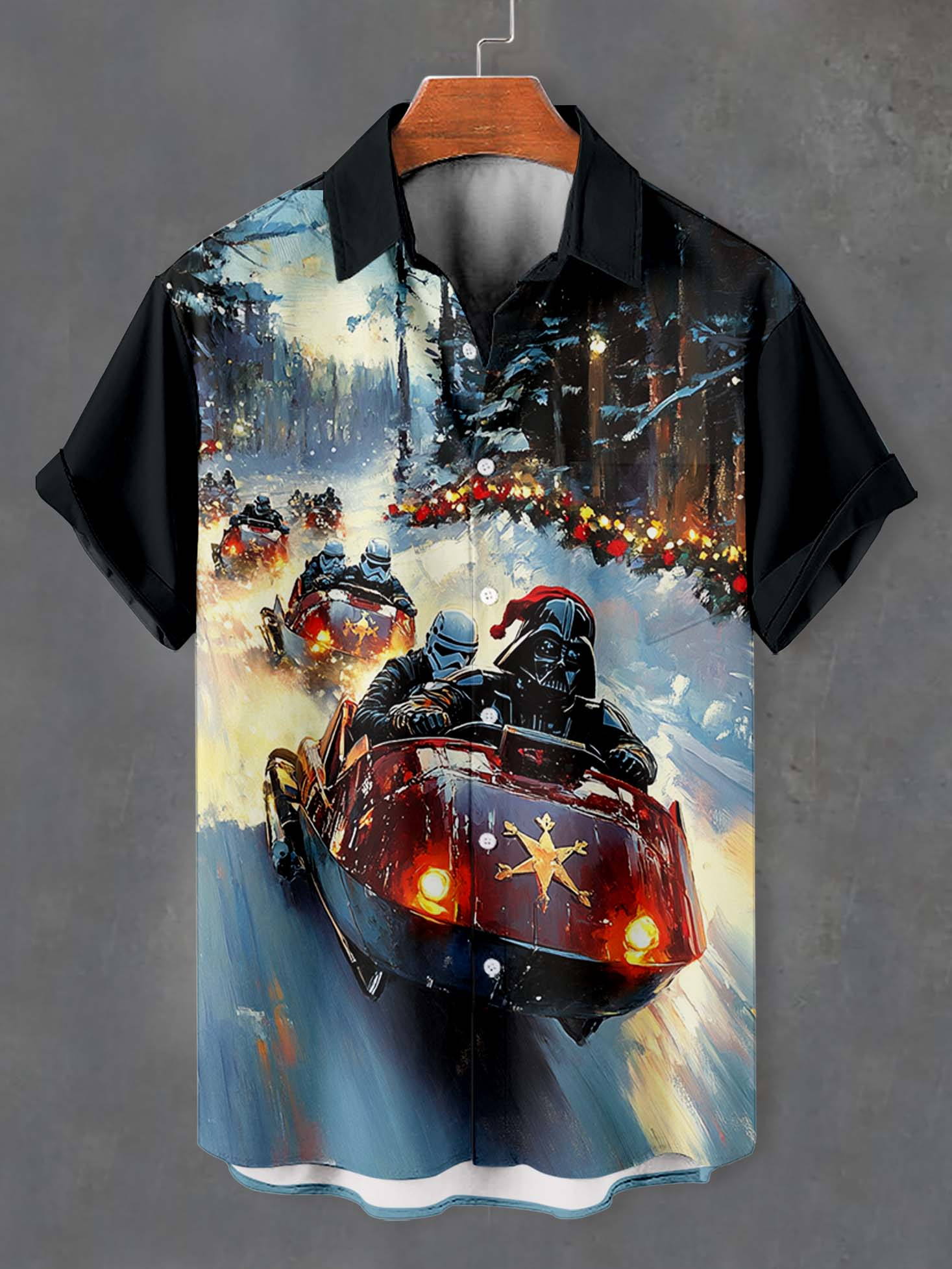 Men's Classic Movie Christmas Graphic Short Sleeve Shirt