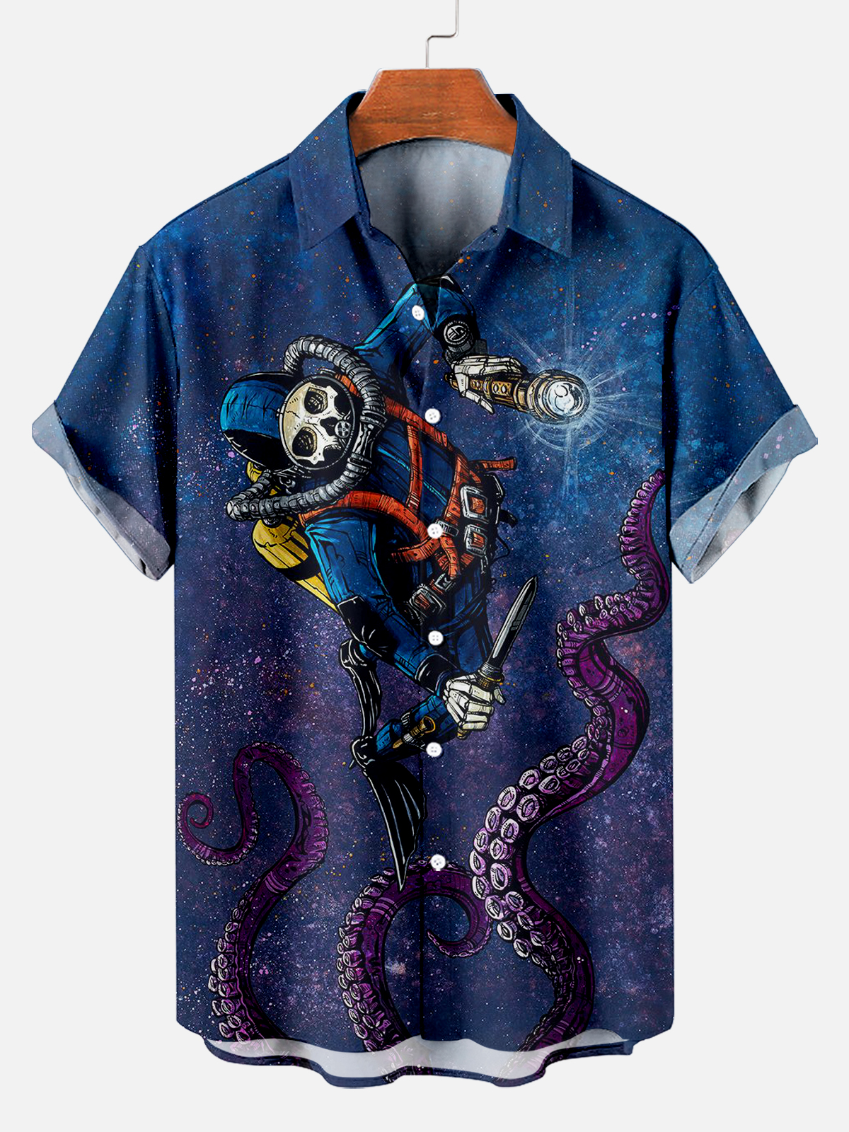 Men's Classic Day of the Dead Skull Graphic Short Sleeve Shirt