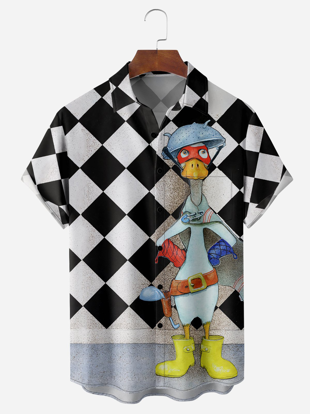 Men's Fun Painter Duck Casual Short Sleeve Pocket Shirt
