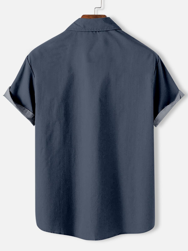 Men's retro illustration short sleeve shirt