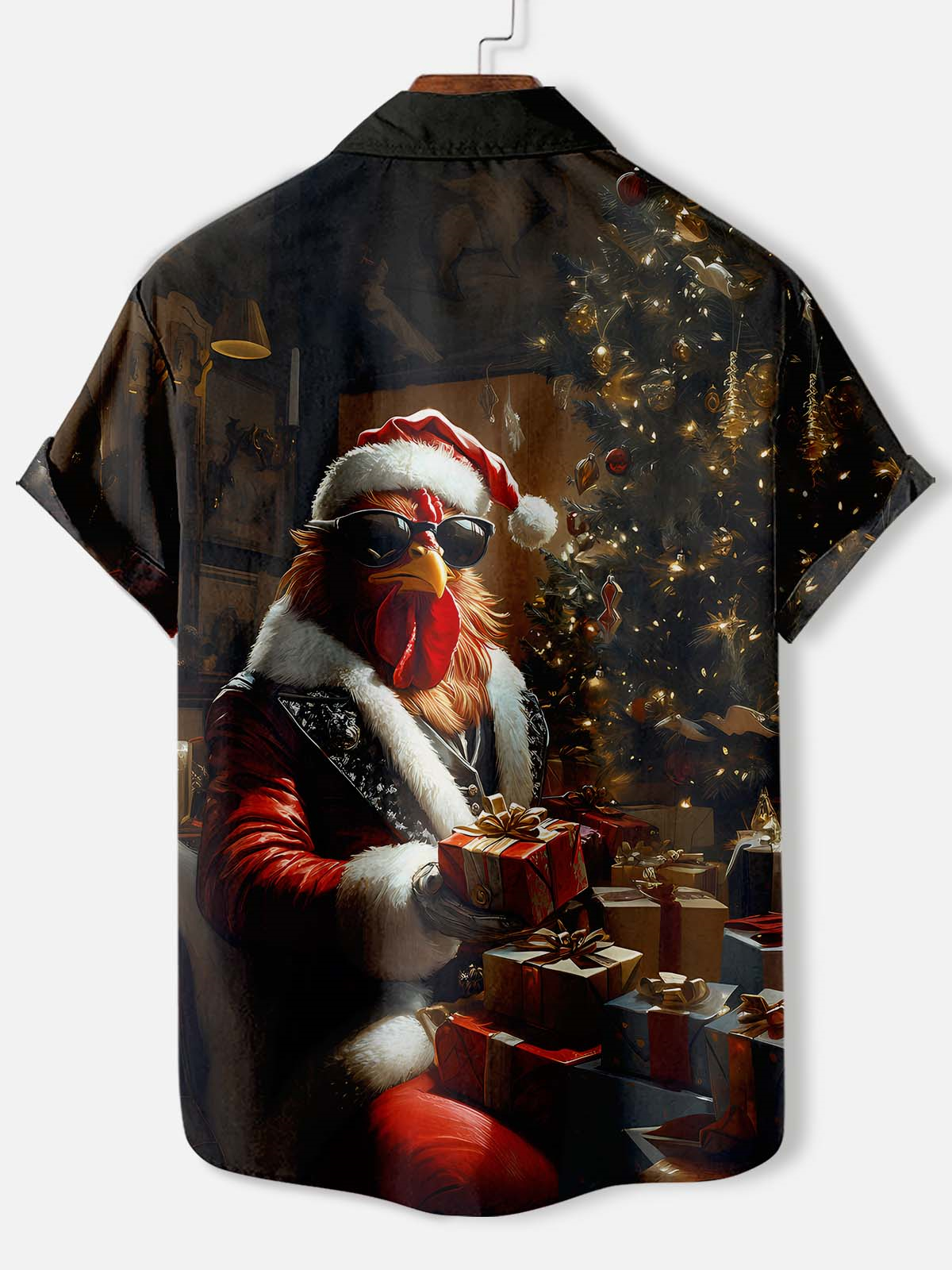 Men's Christmas Animal Graphic Short Sleeve Shirt
