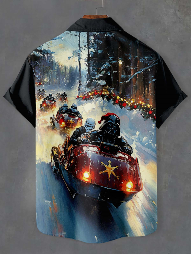 Men's Classic Movie Christmas Graphic Short Sleeve Shirt