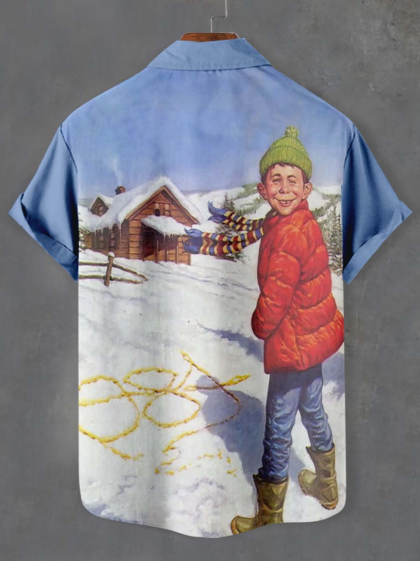 Men's Retro Anime Illustration Short Sleeve Shirt